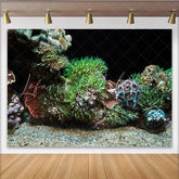 Lofaris Vibrant Green Coral Reef Photography Backdrop with Detailed Marine Life Realistic Aquarium Studio Background for Photoshoot