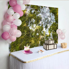 Lofaris Vibrant Green Natural Moss Texture Photography Backdrop Rustic Stone Wall Background for Nature Themed Photoshoot