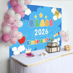 Lofaris Vibrant Kindergarten Class 2026 Party Backdrop Rainbow Sun Apple Pencil for Graduation Decor