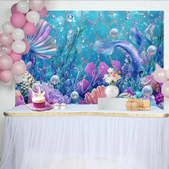 Lofaris Vibrant Mermaid Photography Backdrop with Colorful Coral and Shimmering Bubbles Underwater Fantasy Background for Studio Photoshoot