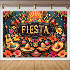 Lofaris Vibrant Mexican Fiesta Backdrop with Colorful Flowers and Sombreros Party Decoration for Celebration Photography