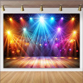 Lofaris Vibrant Multi-Color Stage Lighting Photography Backdrop Wooden Floor Background for Party Event and Studio Photoshoot