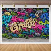 Lofaris Vibrant Neon Graffiti Photography Backdrop Urban Street Art Hip Hop Party Background for Photoshoot