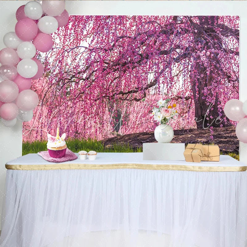 Lofaris Vibrant Pink Cherry Blossom Floral Photography Backdrop Natural Spring Background for Studio Photoshoot Party Decor
