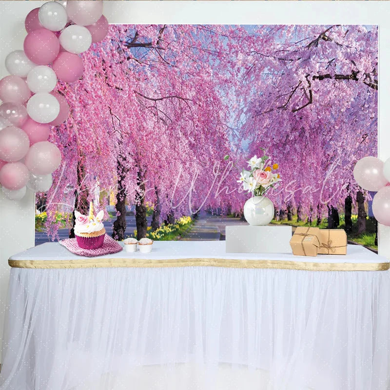 Lofaris Vibrant Pink Cherry Blossom Photography Backdrop Beautiful Spring Nature Background for Studio Portrait and Event Decor