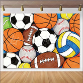 Lofaris Vibrant Sports Ball Birthday Backdrop for Kids Party Dynamic Photo Booth Background for Celebration