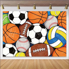 Lofaris Vibrant Sports Ball Birthday Backdrop for Kids Party Dynamic Photo Booth Background for Celebration