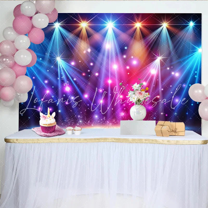 Lofaris Vibrant Stage Light Photography Backdrop with Sparkling Bokeh Dynamic Party Background for Event and Studio Photoshoot