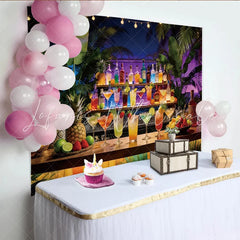 Lofaris Vibrant Tropical Bar Photography Backdrop for Summer Party Exotic Nightlife Background for Festive Event Decor