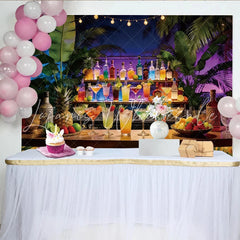 Lofaris Vibrant Tropical Bar Photography Backdrop for Summer Party Exotic Nightlife Background for Festive Event Decor