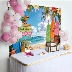 Lofaris Vibrant Tropical Beach Photography Backdrop with Surfboards Summer Vacation Background for Party Decor