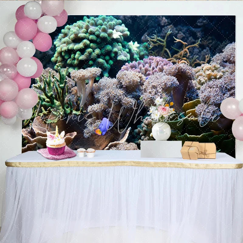 Lofaris Vibrant Underwater Coral Reef Photography Backdrop with Diverse Marine Life Ocean Theme Studio Background for Professional