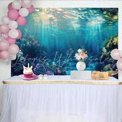 Lofaris Vibrant Underwater Coral Reef Photography Backdrop with Sunlight Rays Deep Blue Ocean Background for Studio Photoshoot