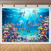 Lofaris Vibrant Underwater Ocean Photography Backdrop with Colorful Coral Reef Diverse Marine Life Blue Sea Background for Photoshoot