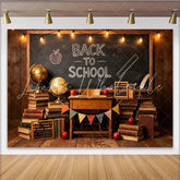 Lofaris Vintage Back To School Backdrop with Blackboard and Books Educational Classroom Photography Background for Students