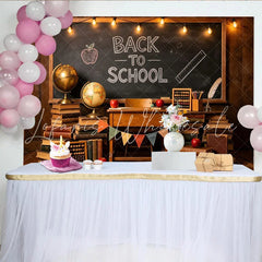 Lofaris Vintage Back To School Backdrop with Blackboard and Books Educational Classroom Photography Background for Students