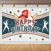 Lofaris Vintage Baseball Birthday Backdrop Red Cap and Bat Sport Theme Party Banner for Boy