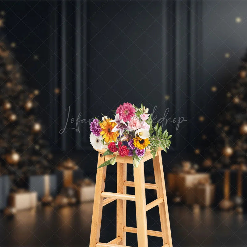 Lofaris Vintage Black Wall Gift Xmas Tree Christmas Backdrop