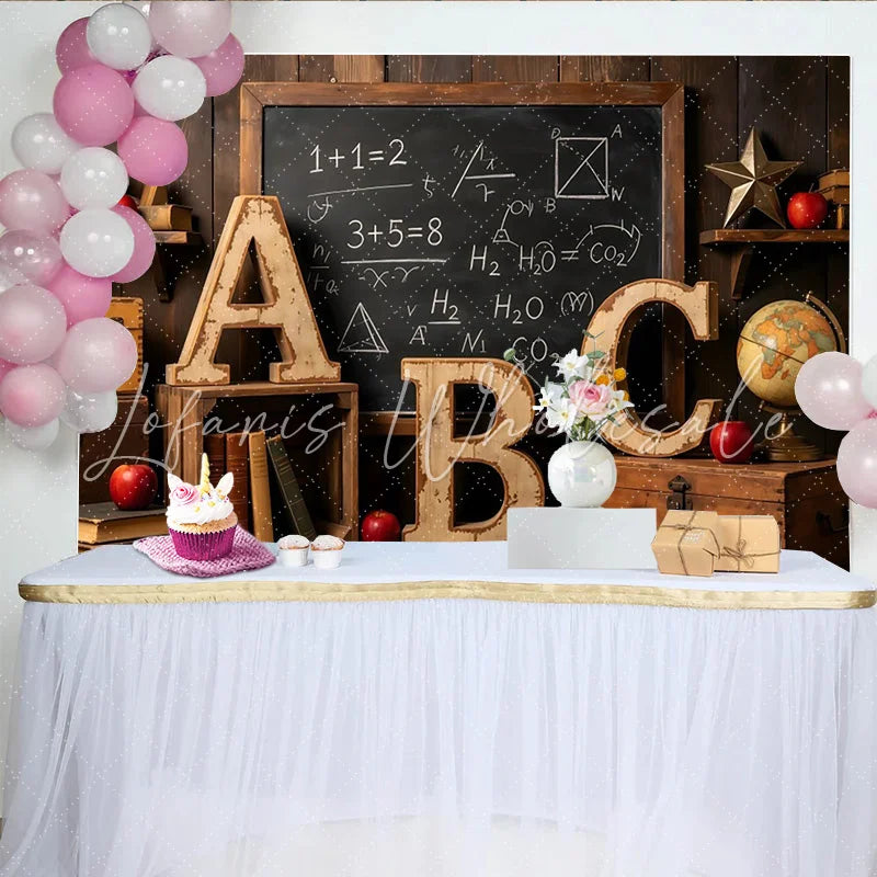 Lofaris Vintage Classroom Back to School Backdrop with Blackboard and ABC Educational Photography Background for Student Portraits
