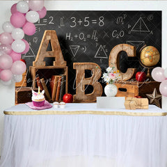 Lofaris Vintage Classroom Photography Backdrop with Blackboard ABC Letters and Books Educational Studio Background for School Portrait