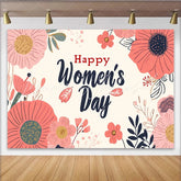 Lofaris Vintage Floral Womens Day Backdrop Hand Drawn Coral Flowers and Leaves Spring Holiday Banner