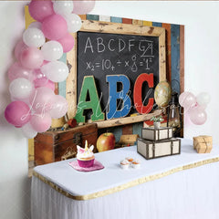 Lofaris Vintage School Photography Backdrop with Blackboard and ABC Letters Rustic Classroom Background for Kids Photoshoot
