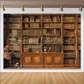 Lofaris Vintage Wooden Bookshelf Library Backdrop with Classic Old Books Elegant Photo Background for Studio Portrait and Academic Theme