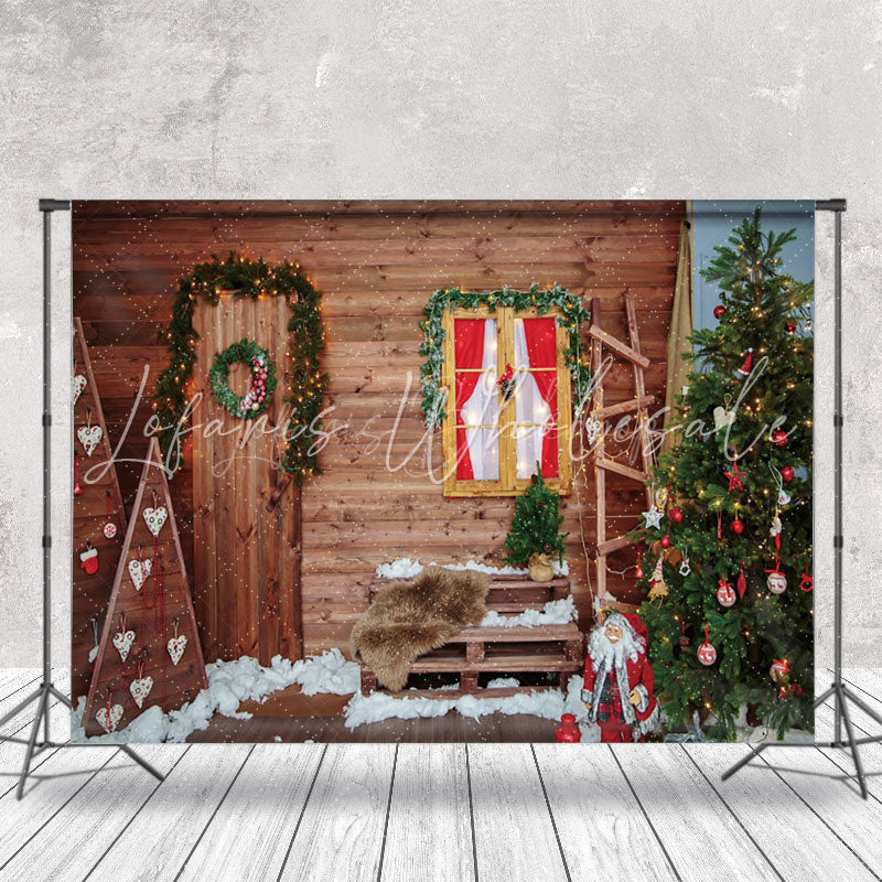 Lofaris Vintage Wooden Stairs Christmas Photography Backdrop