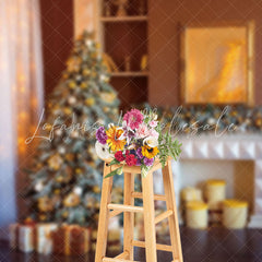 Lofaris Warm Curtain Tree Gift Fireplace Christmas Backdrop