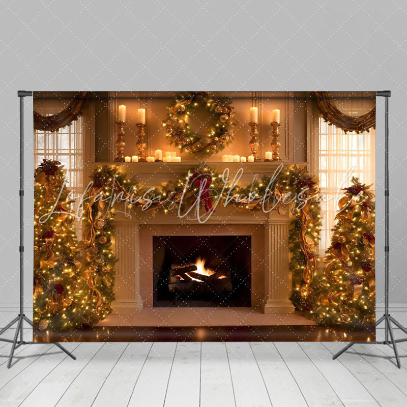 Lofaris Warm House Fireplace Christmas Backdrop For Photo