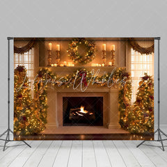 Lofaris Warm House Fireplace Christmas Backdrop For Photo