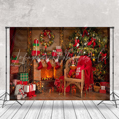 Lofaris Warm Indoor Room Fireplace Festive Christmas Backdrop