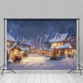 Lofaris Warm Light House Snowy Night Christmas Vibe Backdrop