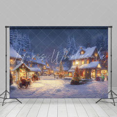 Lofaris Warm Light House Snowy Night Christmas Vibe Backdrop
