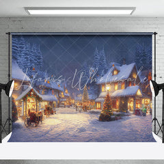Lofaris Warm Light House Snowy Night Christmas Vibe Backdrop
