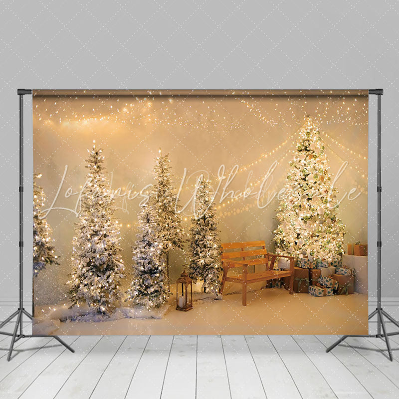 Lofaris Warm Light Twinkling Xmas Trees Christmas Backdrop