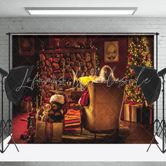 Lofaris Warm Room Fireplace Light Santa Christmas Backdrop