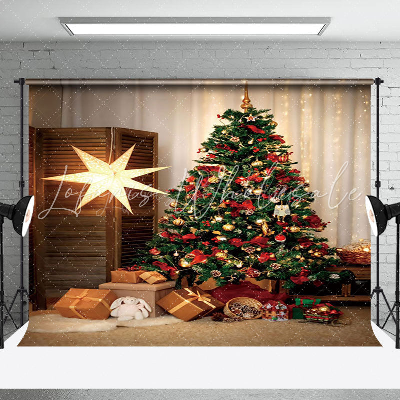Lofaris Warm Room Star Twinkle Xmas Tree Christmas Backdrop