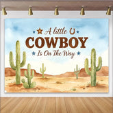 Lofaris Watercolor Desert Cowboy Baby Shower Backdrop with Cacti A Little Cowboy Is On The Way Party Background for Photography
