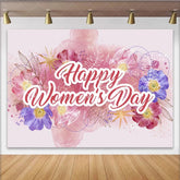 Lofaris Watercolor Floral Womens Day Backdrop Pink Purple Flowers and Gold Stars Elegant Party Decor