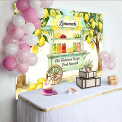 Lofaris Watercolor Lemonade Stand Photography Backdrop Fresh Squeezed Summer Party Decor and Photo Booth Prop
