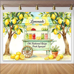 Lofaris Watercolor Lemonade Stand Photography Backdrop Fresh Squeezed Summer Party Decor and Photo Booth Prop