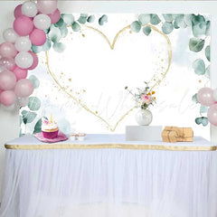 Lofaris Wedding Backdrop Eucalyptus Greenery Gold Glitter Heart Frame Decoration