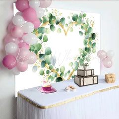 Lofaris Wedding Backdrop Eucalyptus Greenery Gold Glitter Heart Wreath Decoration