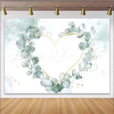 Lofaris Wedding Backdrop Watercolor Eucalyptus Leaves Gold Geometric Heart Prop