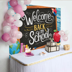 Lofaris Welcome Back To School Blackboard Backdrop with Pencils and Apple Educational Photo Background for Classroom and Studio Photography