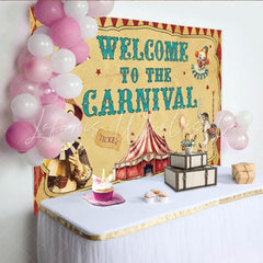 Lofaris Welcome to the Carnival Birthday Backdrop Vintage Circus Tent with Retro Clown Fun Fair Party Photo Booth