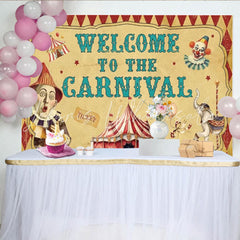 Lofaris Welcome to the Carnival Birthday Backdrop Vintage Circus Tent with Retro Clown Fun Fair Party Photo Booth