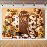 Lofaris Western 1st Birthday Backdrop with ONE Sign Balloons and Cow Print Rustic Cowboy Theme Photography Background for Party Decor.