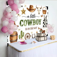 Lofaris Western Cowboy Baby Shower Backdrop for Boy with Boots and Hat Rustic Farm Animal Theme Photo Background for Party Decor